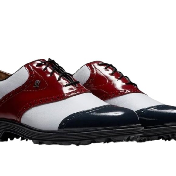 FootJoy Premier Series Wilcox Waterproof Leather Golf Shoes Size 10 White Navy